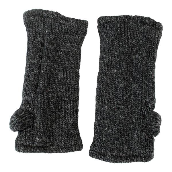 Anthrazit Pulswärmer Stulpen handgestrickt 100% Schafswolle mit Daumen aus Nepal